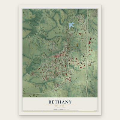 Bethany, Missouri map print, the full design