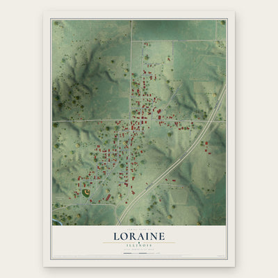 Loraine, Illinois map print, the full design