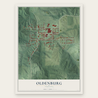 Oldenburg, Indiana map print, the full design