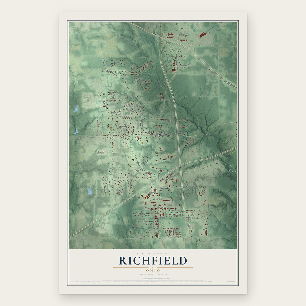Richfield, Ohio map print, the full design