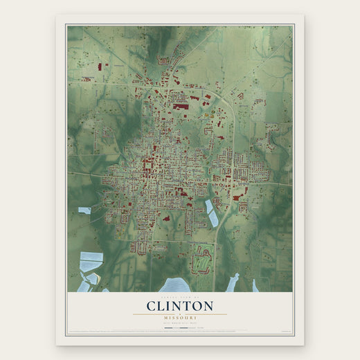 Clinton, Missouri map print, the full design