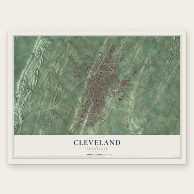 Cleveland, Tennessee map print, the full design