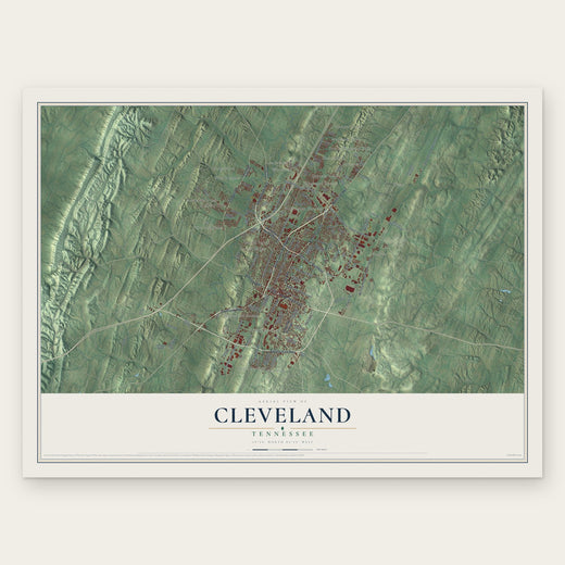 Cleveland, Tennessee map print, the full design