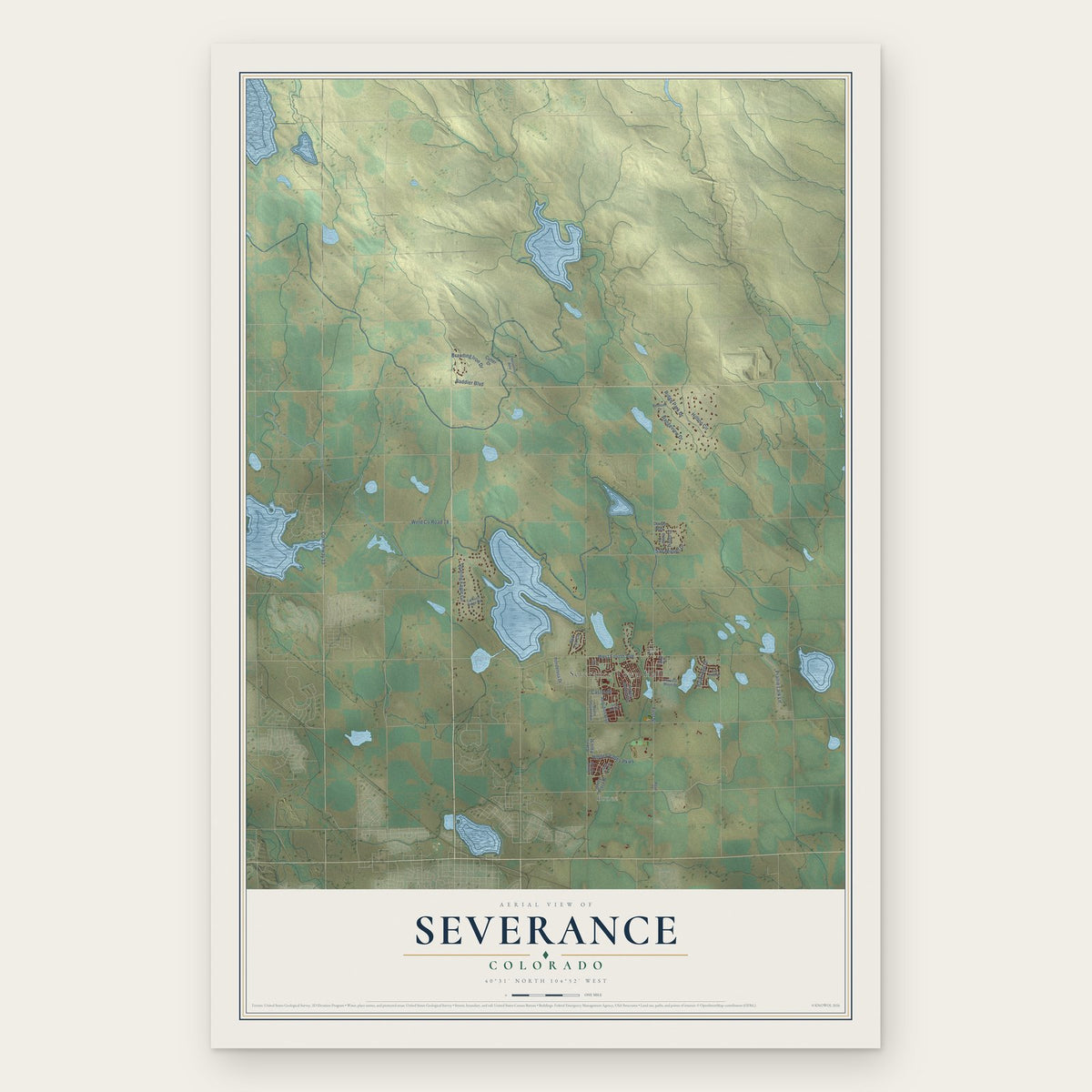 Severance, Colorado map print, the full design