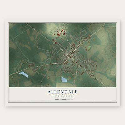 Allendale, South Carolina map print, the full design