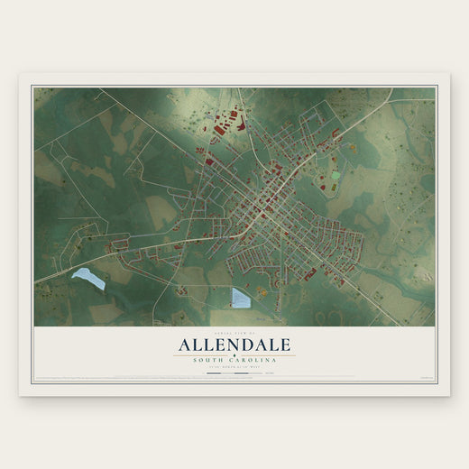 Allendale, South Carolina map print, the full design
