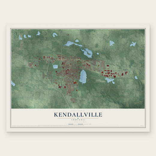 Kendallville, Indiana map print, the full design