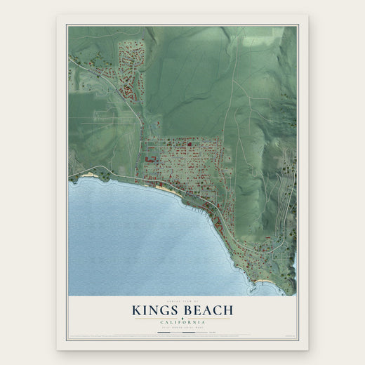 Kings Beach, California map print, the full design