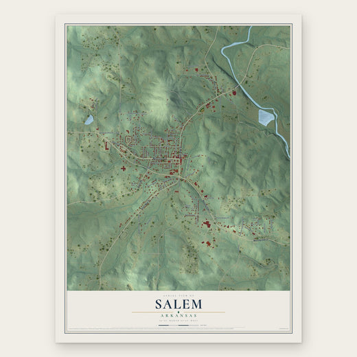 Salem, Arkansas map print, the full design