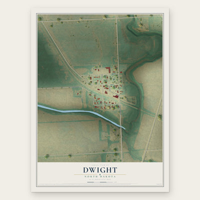 Dwight, North Dakota map print, the full design