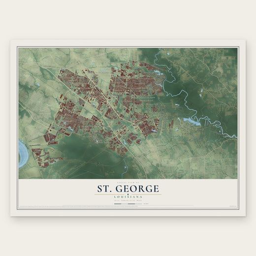 St. George, Louisiana map print, the full design