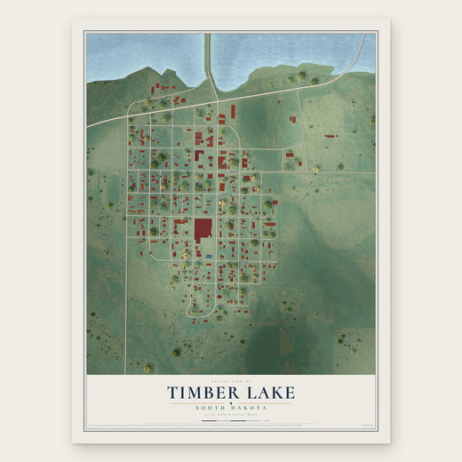 Timber Lake, South Dakota map print, the full design