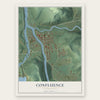 Confluence, Pennsylvania map print, the full design
