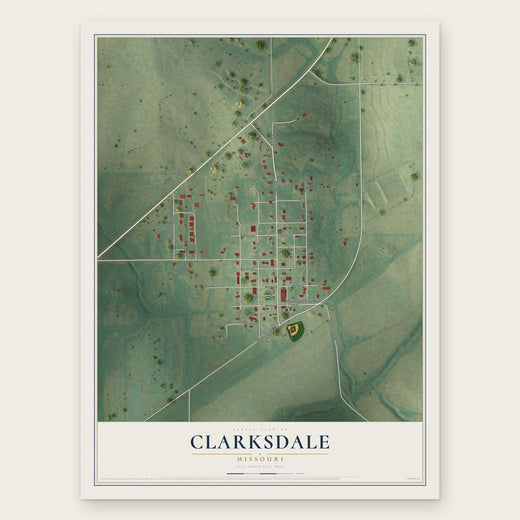 Clarksdale, Missouri map print, the full design