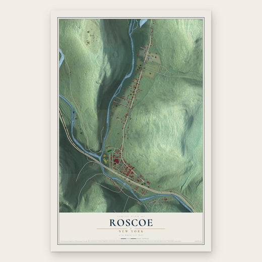 Roscoe, New York map print, the full design