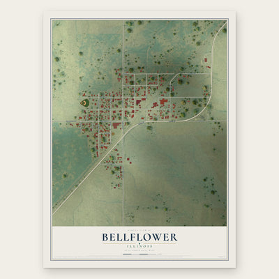 Bellflower, Illinois map print, the full design