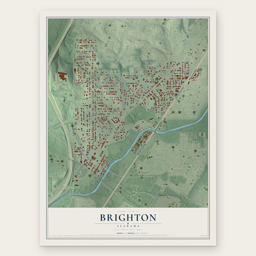 Brighton, Alabama map print, the full design