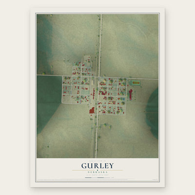 Gurley, Nebraska map print, the full design