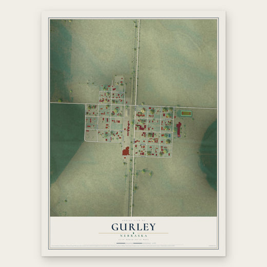 Gurley, Nebraska map print, the full design