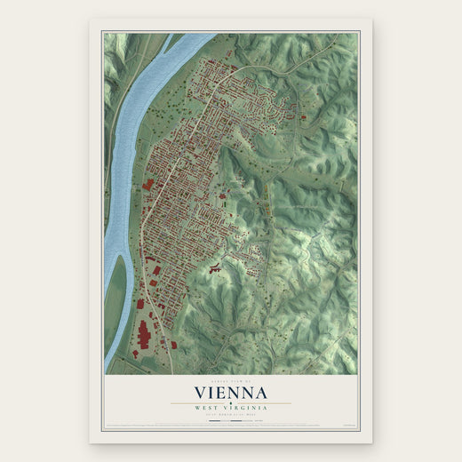 Vienna, West Virginia map print, the full design