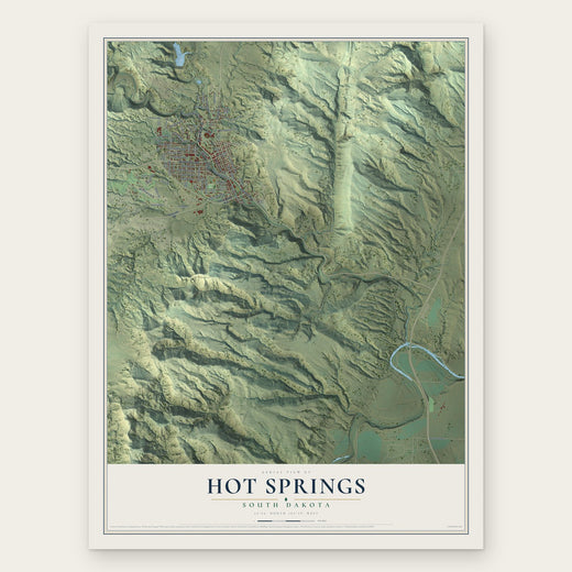 Hot Springs, South Dakota map print, the full design