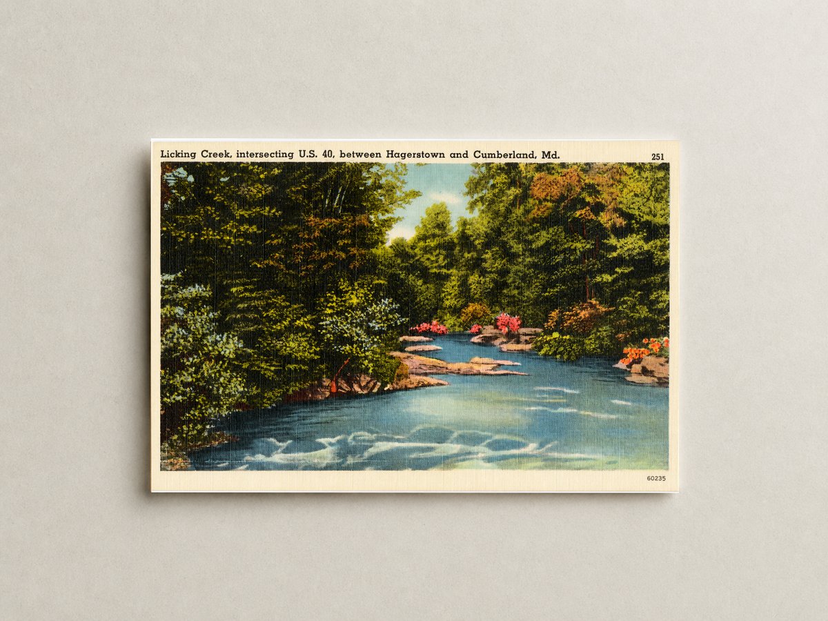 Licking Creek, intersecting U. S. 40 between Hagerstown and Cumberland, MD — Vintage Maryland Postcard