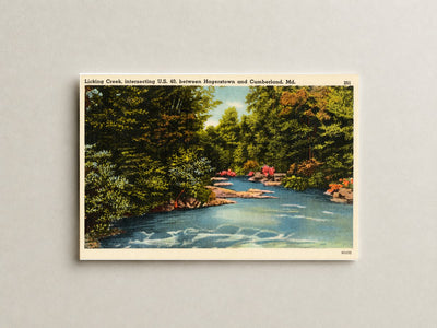 Licking Creek, intersecting U. S. 40 between Hagerstown and Cumberland, MD — Vintage Maryland Postcard
