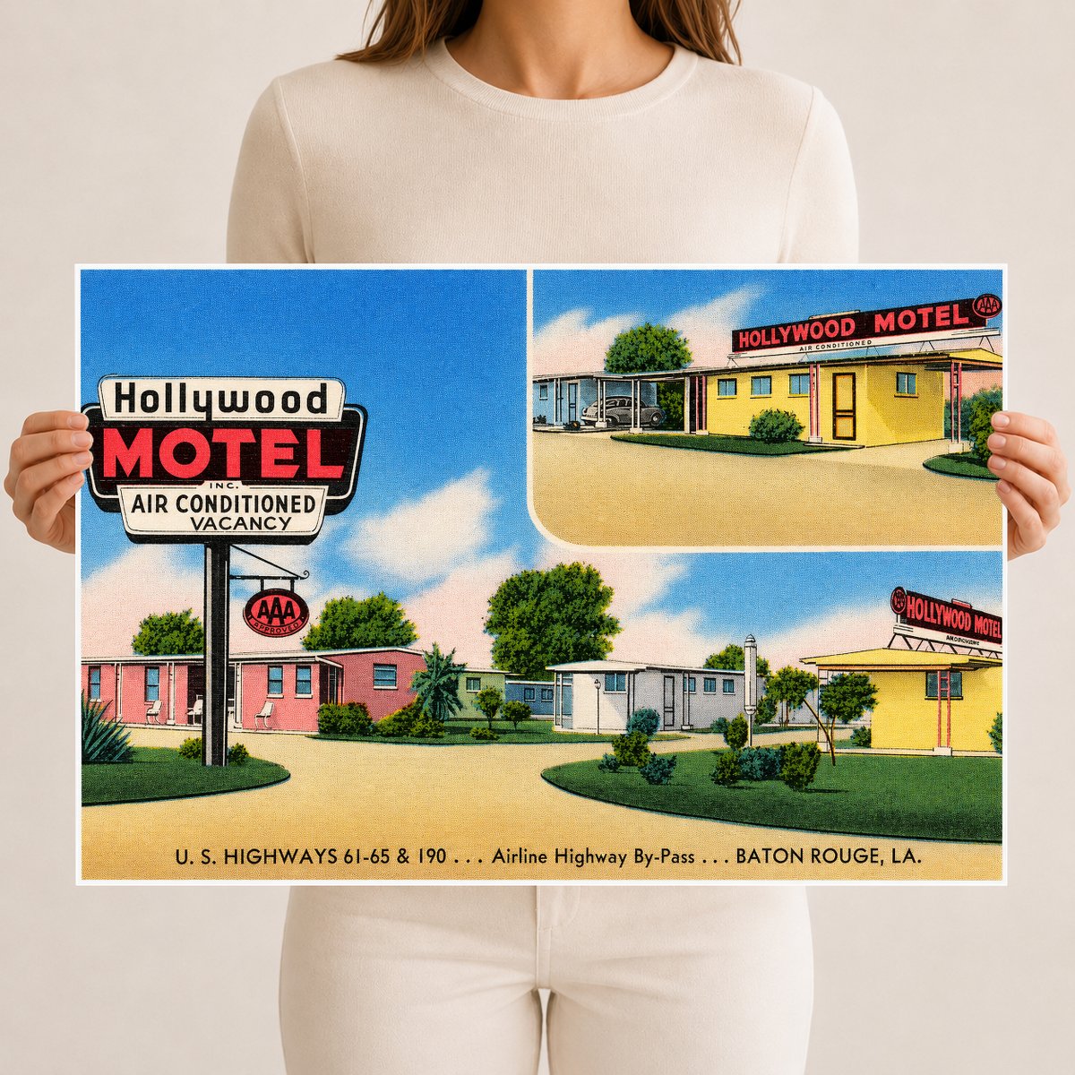 Baton Rouge, LA: Hollywood Motel, U. S. Highway 61-65 & 190... Airline Highway By-Pass... Baton Rouge