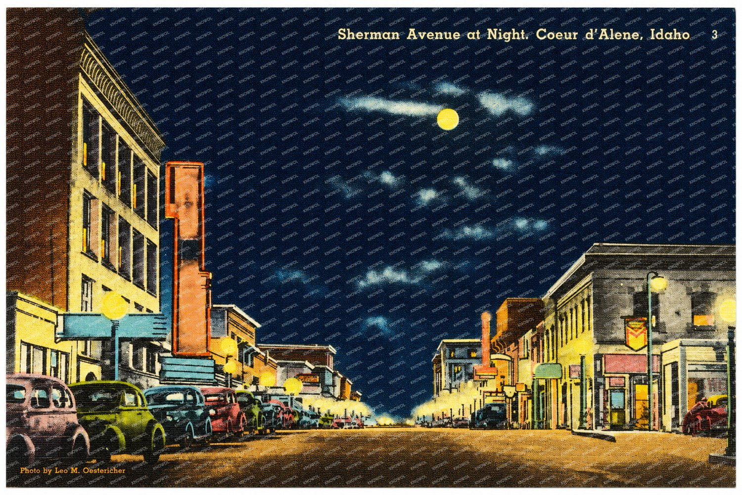 Coeur d'Alene, ID: Sherman Avenue at night