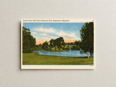 Crystal Lake, Rest Haven Memorial Park, Hagerstown, Maryland — Vintage Maryland Postcard