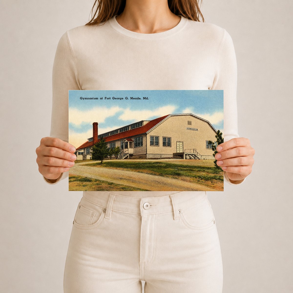 Gymnasium at Fort George G. Meade, MD — Vintage Maryland Postcard