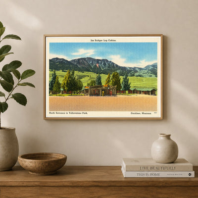 Gardiner, MT: Jim Bridger Log Cabins, north entrance to Yellowstone Park