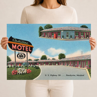 Cadillac Motel, U. S. Highway 301... Brandywine, Maryland — Vintage Maryland Postcard