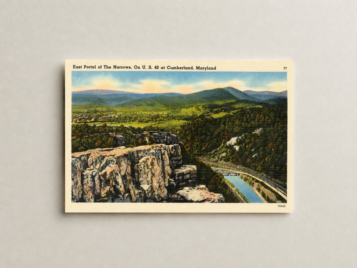 East portal of The Narrows, on U. S. 40 at Cumberland, Maryland — Vintage Maryland Postcard
