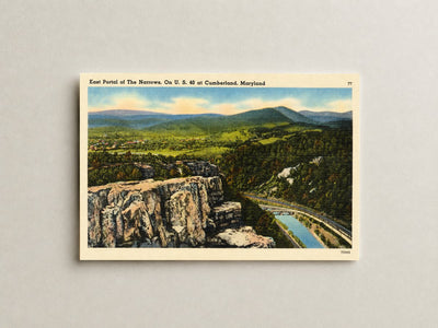 East portal of The Narrows, on U. S. 40 at Cumberland, Maryland — Vintage Maryland Postcard
