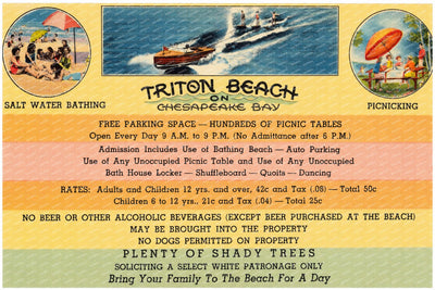 Triton Beach on Chesapeake Bay — Vintage Maryland Postcard