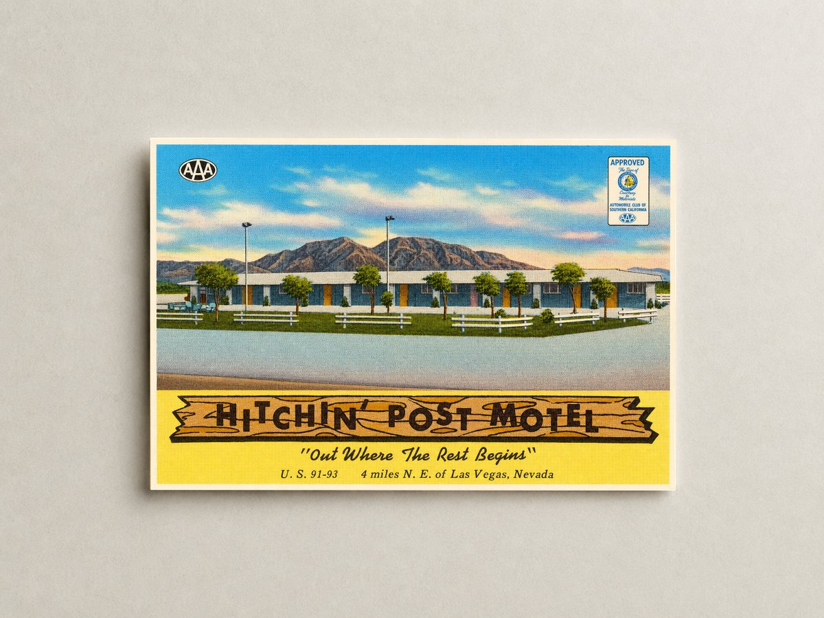 Las Vegas, NV: Hitchin' Post Motel, "Out where the best begins," U.S. 91 - 93, 4 miles N. E. of Las Vegas