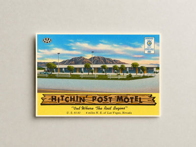 Las Vegas, NV: Hitchin' Post Motel, "Out where the best begins," U.S. 91 - 93, 4 miles N. E. of Las Vegas