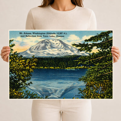 Adams, Mount, OR: Mt. Adams, Washington (Altitude 12,207 ft.), and reflection from Trout Lake