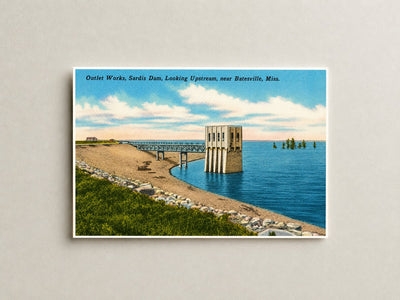 Sardis Lake, MS: Outlet works, Sardis Dam, looking upstream, near Batesville