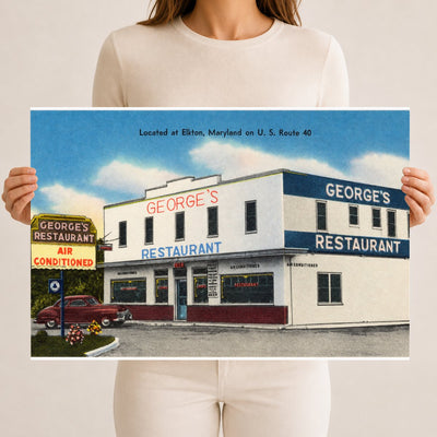 George's Restaurant, located at Elkton, Maryland on U. S. Route 40 — Vintage Maryland Postcard
