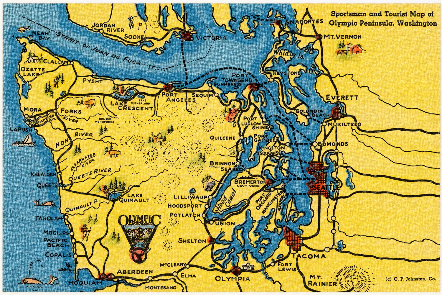 WA: Sportsman and tourist map of Olympic peninsula