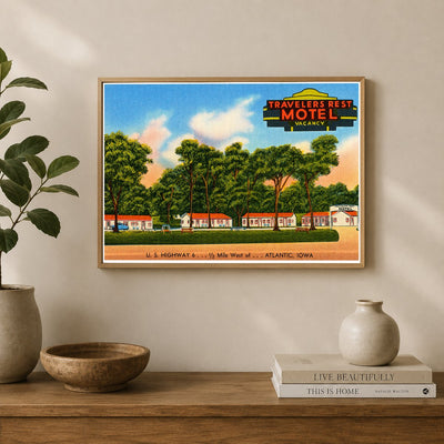 Atlantic, IA: Travelers Rest Motel, U. S. Highway 6...1/2 mile west of... Atlantic