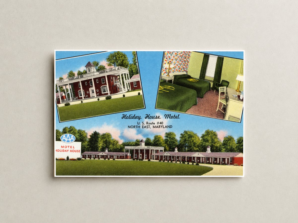 Holiday House Motel, U. S. Route #40, North East, Maryland — Vintage Maryland Postcard