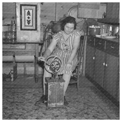 1936 Emmet County Iowa Farmers Wife Churning Butter - Available at KNOWOL