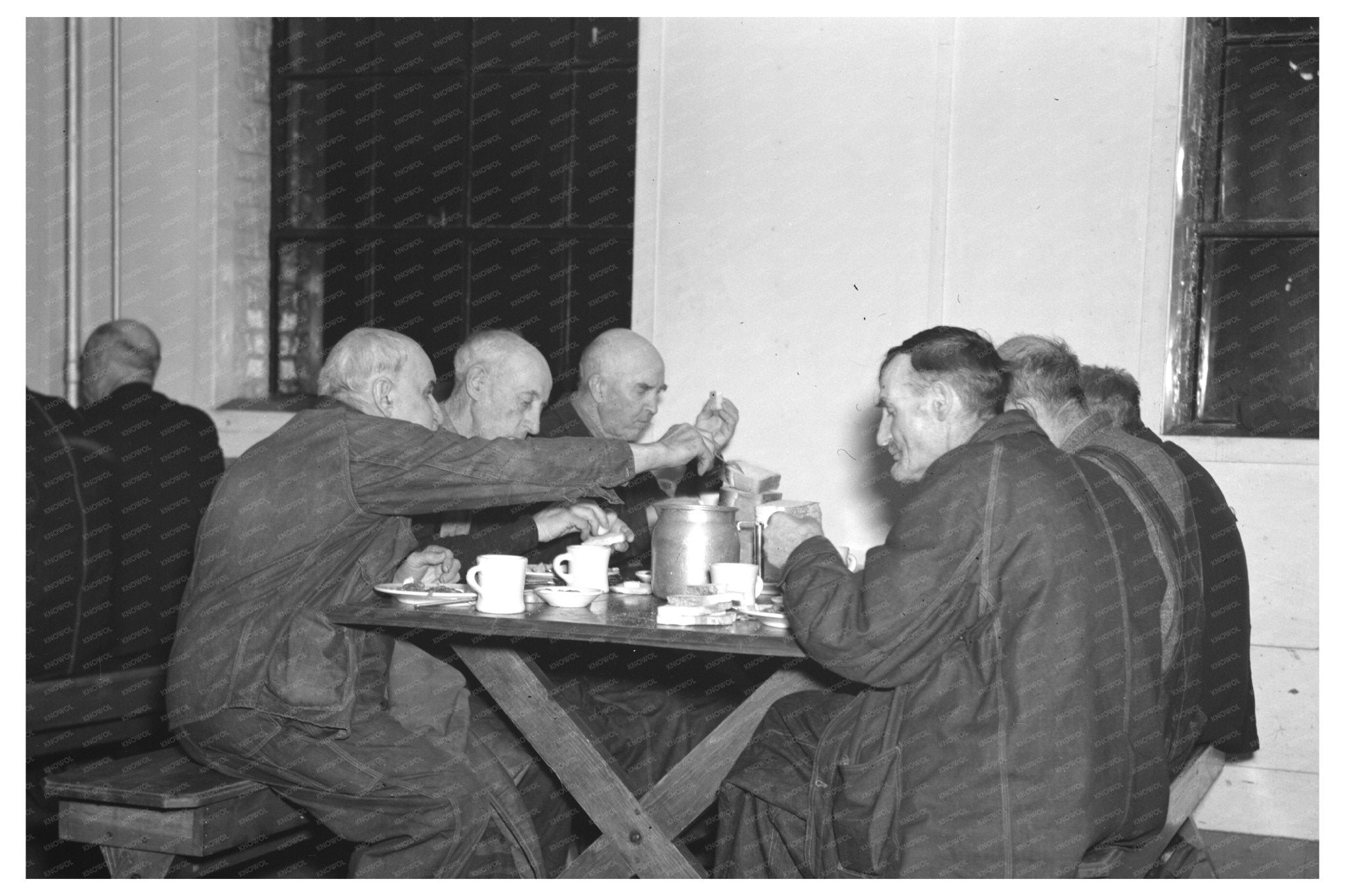 1936 Sioux City Homeless Mens Bureau Meal Time Photo - Available at KNOWOL