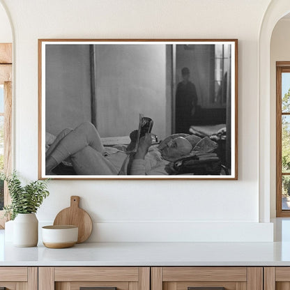 1936 Vintage Photo of Man Reading in Homeless Bureau Iowa - Available at KNOWOL