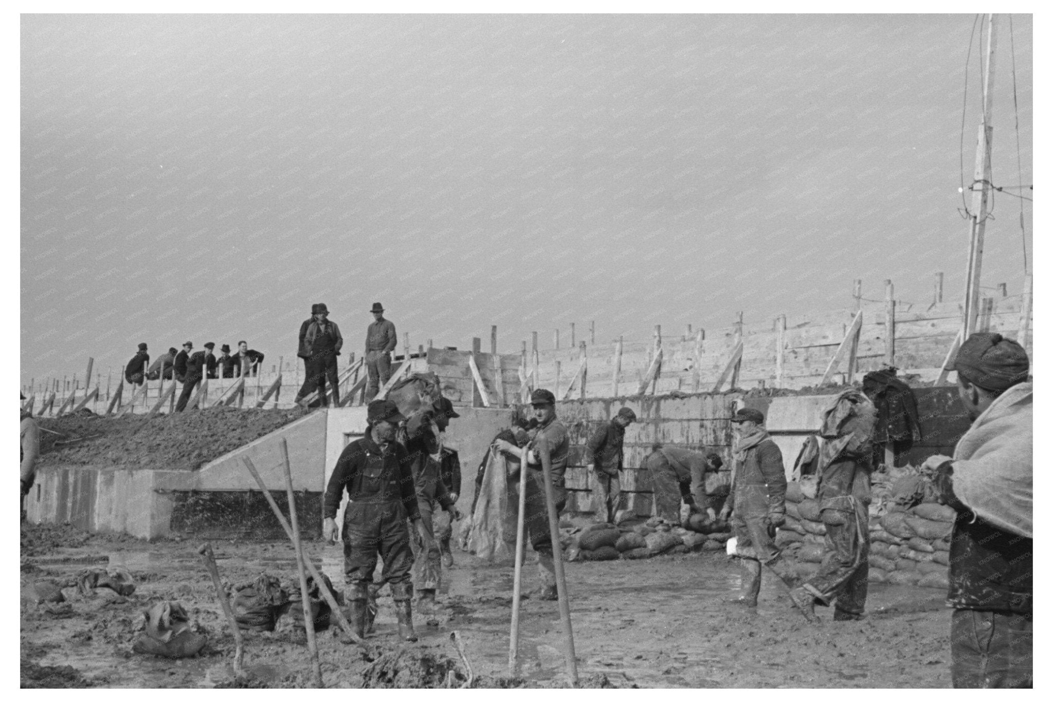 1937 Birds Point Missouri Flood Laborers Levee Construction - Available at KNOWOL