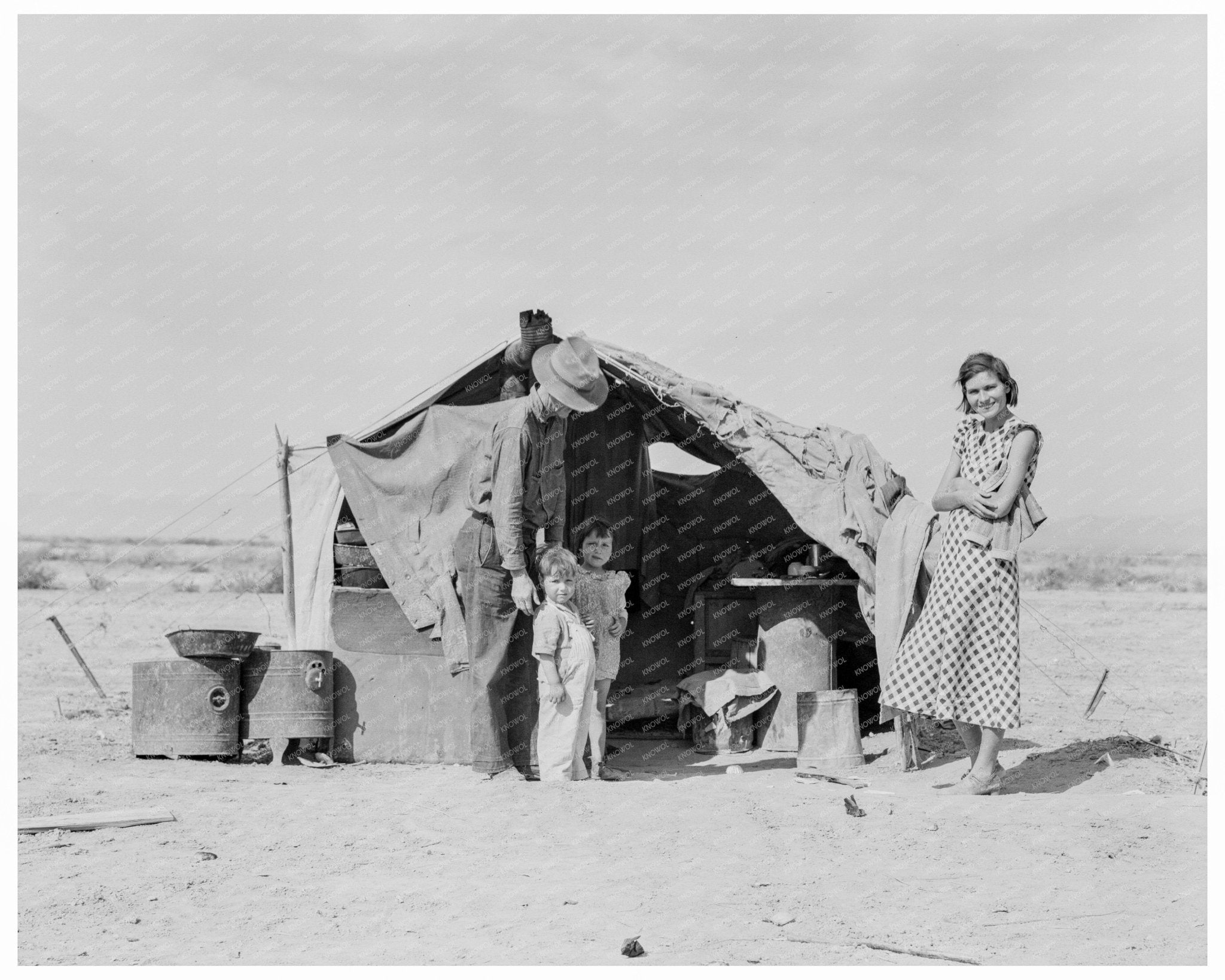 1937 Family in Neideffer Camp California during Great Depression - Available at KNOWOL