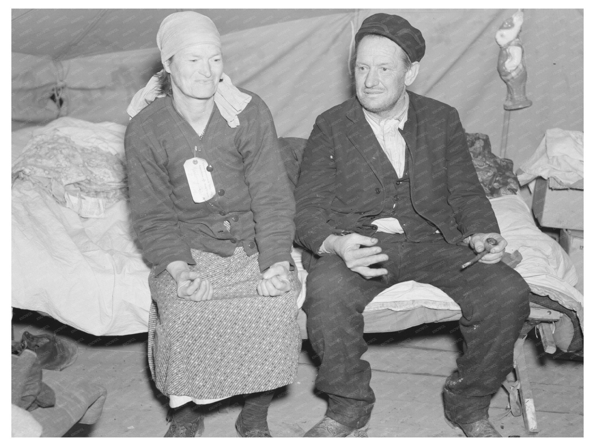 1937 Family of Seven in Flood Refugee Camp Tent City - Available at KNOWOL